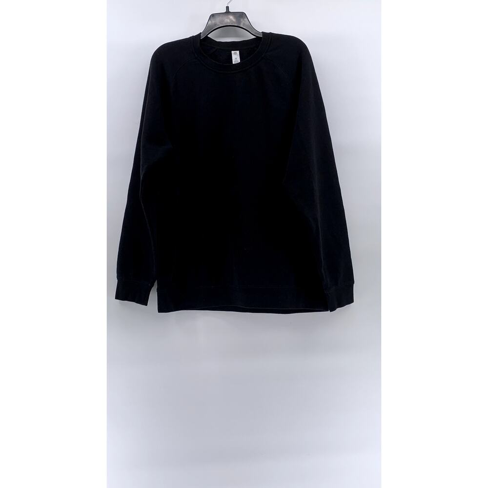 AS COLOUR SUPPLY Men's Black Solid Crewneck Long Sleeve Casual Sweatshirt SZ XL